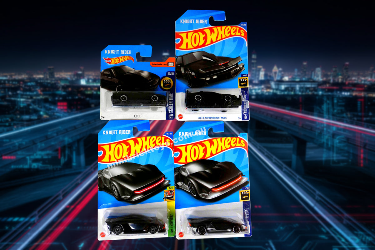 Hot Wheels Knight Rider Set - KITT, Super Pursuit Mode, KARR & KITT Concept