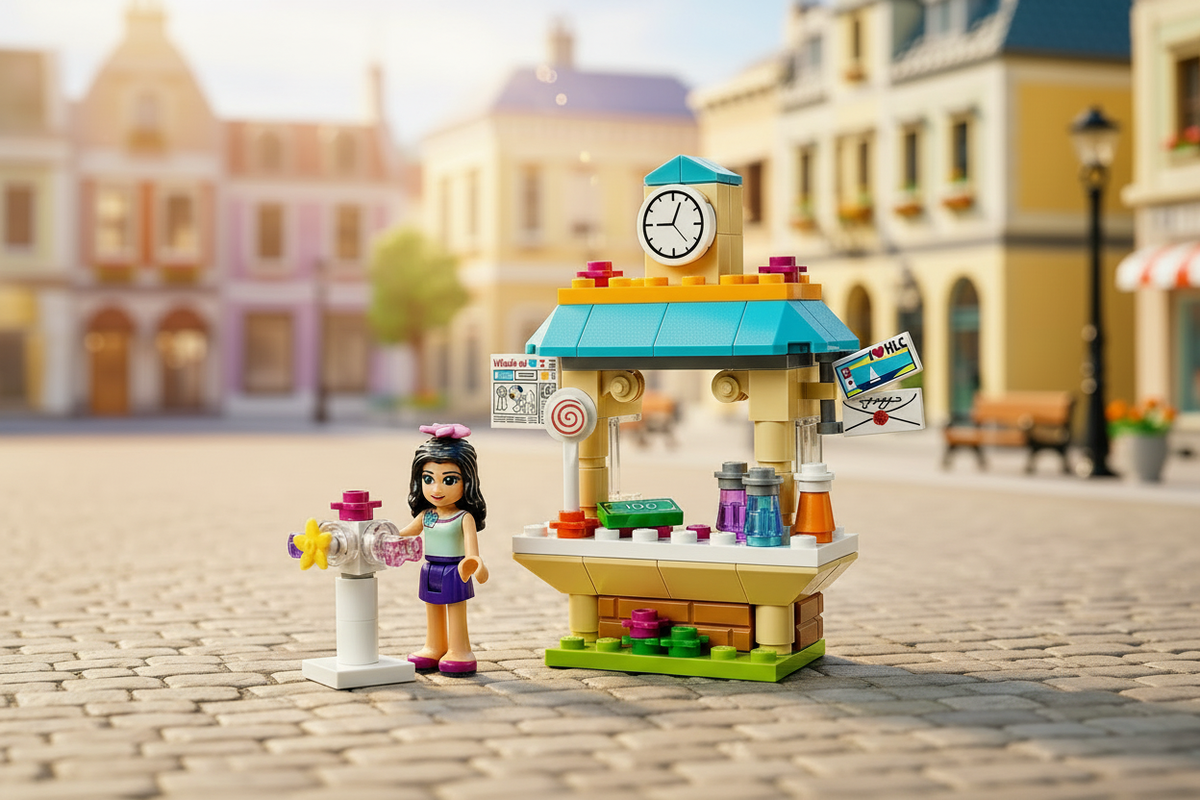 LEGO Friends Emma's Tourist Kiosk Set without bicycle in charming city square