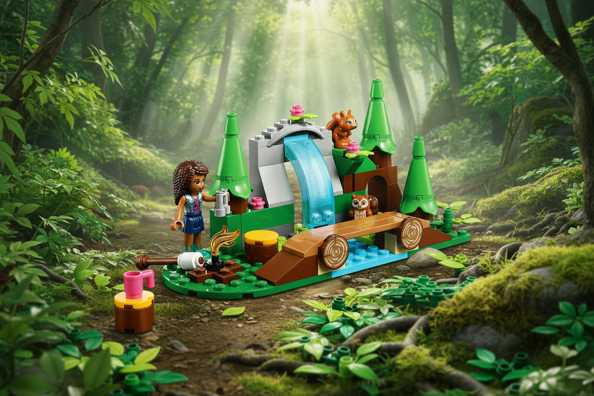 LEGO Friends Forest Waterfall Set in dry forest setting