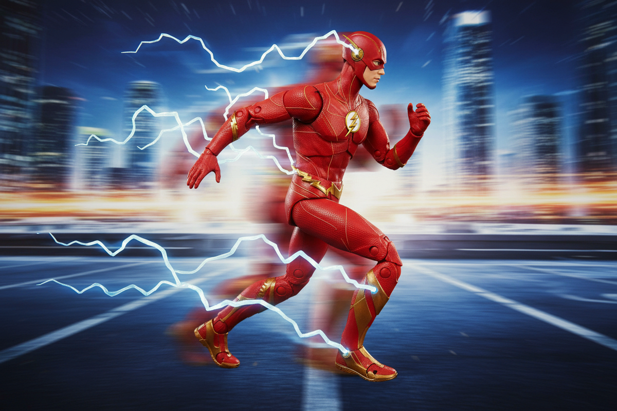 McFarlane DC Multiverse Flash Movie The Flash in high-speed action setting